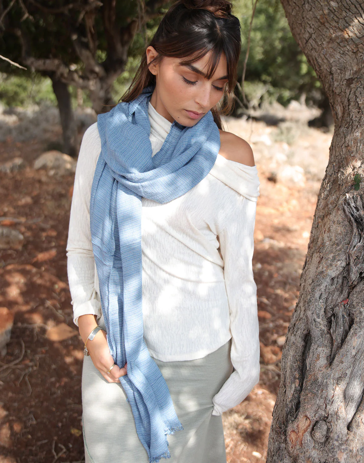 צעיף מקומט פסים צרים - Image 20